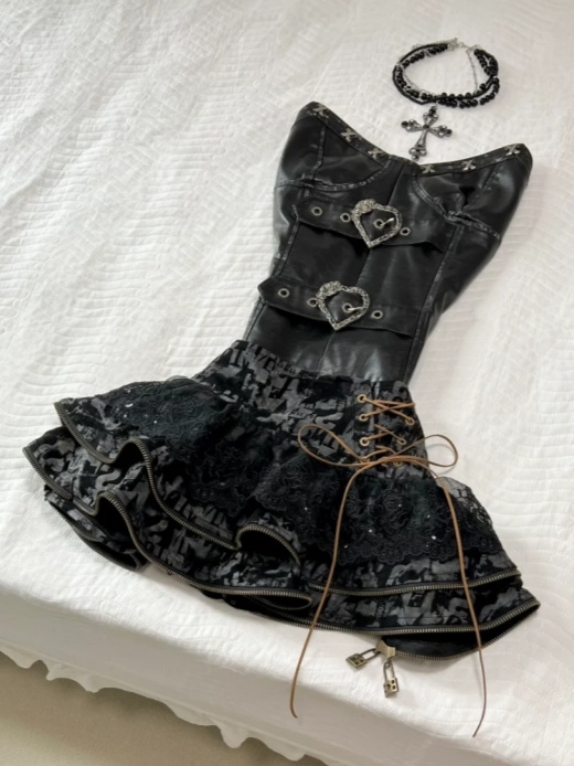 Street Fashion News - Punk Gothic Vintage Damski Zestaw 2-częściowy