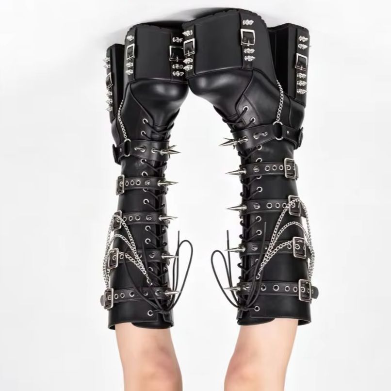 Street Fashion Punk - Botki motocyklowe na platformie w stylu