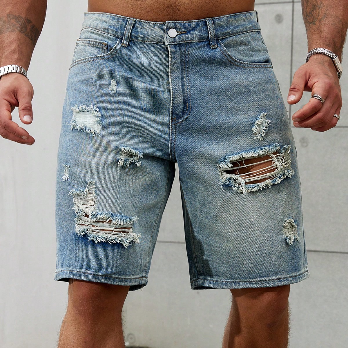 Street Fashion News - Nowa moda męska podarta krótka odzież