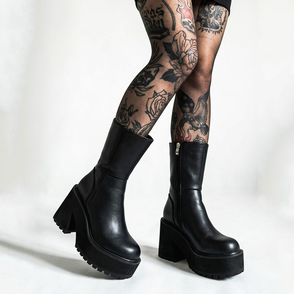 Street Fashion Punk - Damskie buty na platformie, botki z