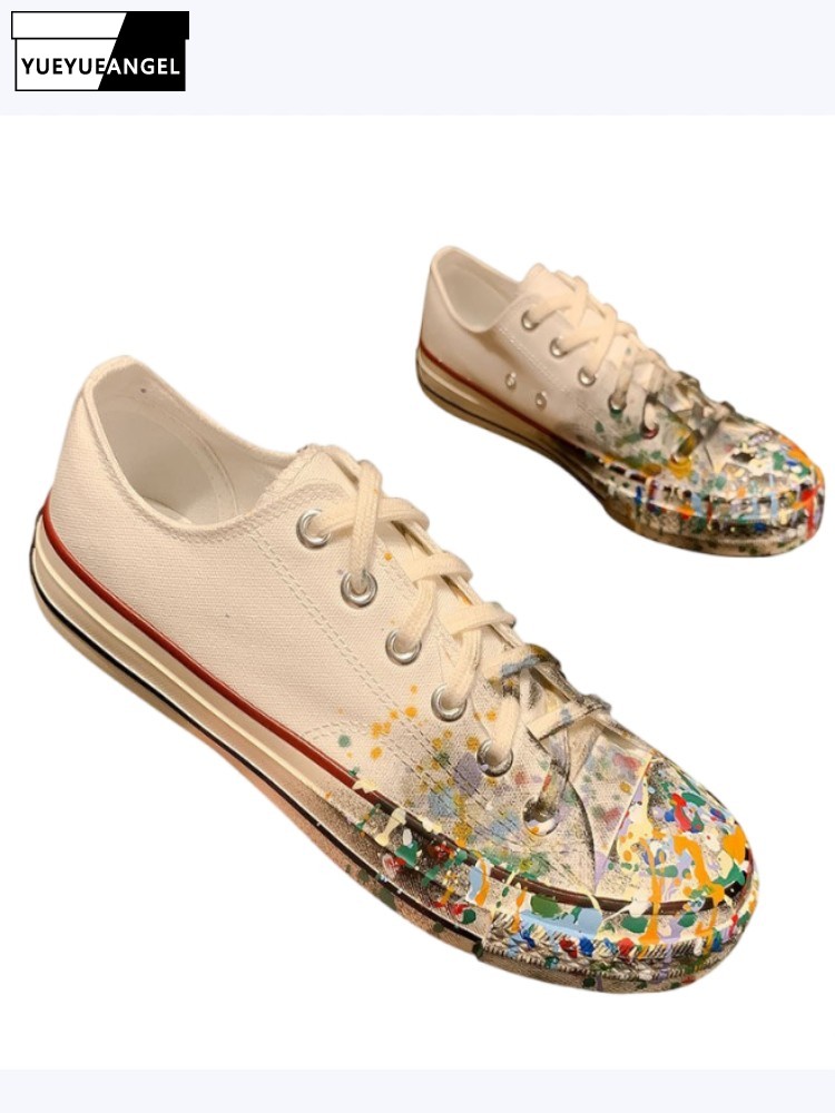 Street Fashion Shoes - Damskie wiosenne nowe sznurowane malowane czółenka