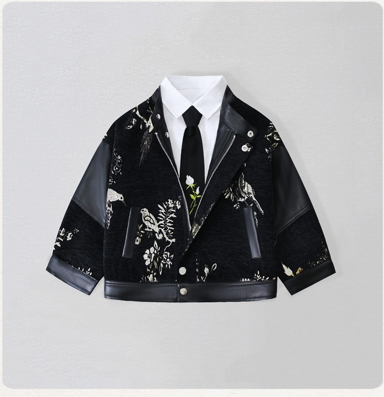 Street Fashion News - Kurtka motocyklowa dla chłopców z haftem,