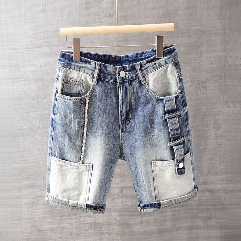 Street Fashion Korea - Męskie krótkie spodnie jeansowe z kieszeniami