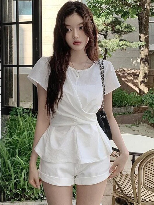 Street Fashion Korea - Modny, elegancki, podkreślający talię, prosty, stylowy,