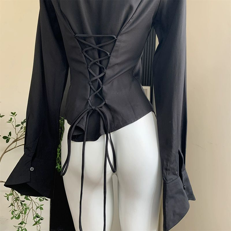 Gidyq damskie czarne koszule z – Street Fashion Korea recenzja i cena