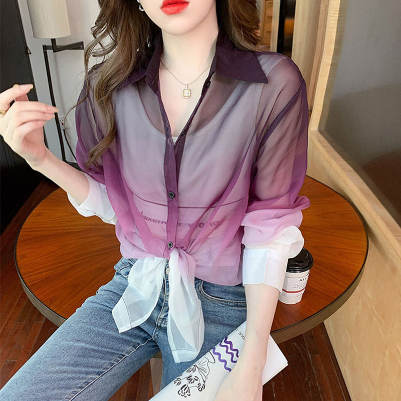 Moda gradientowa kolorowa szyf – Street Fashion Korea recenzja i cena