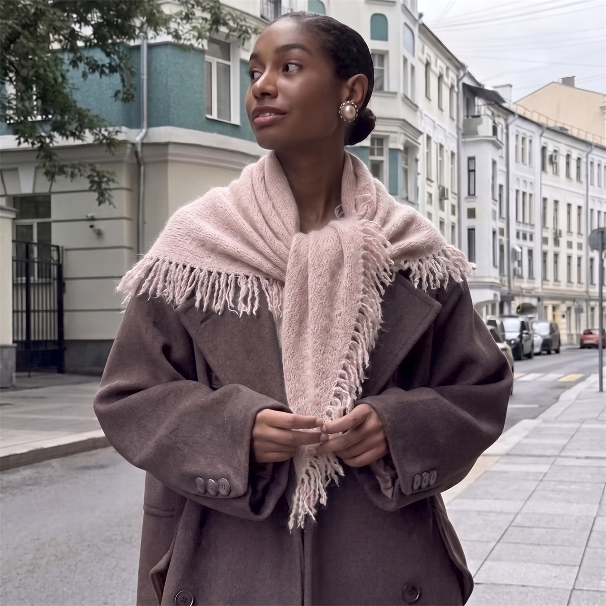 Jednolity Różowy Trójkątny Sza – Street Fashion Hijab recenzja i cena