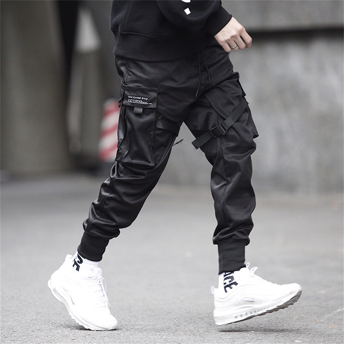Czarne spodnie Cargo w stylu h – Street Fashion Korea recenzja i cena