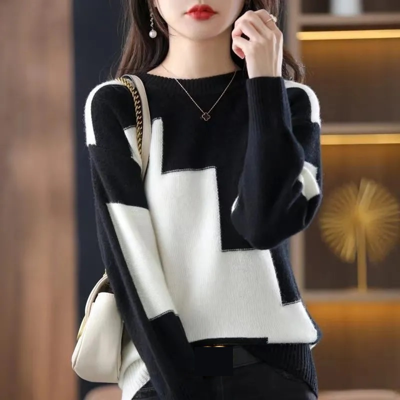 Moda O-Neck Spliced Knitted Co – Street Fashion Korea recenzja i cena